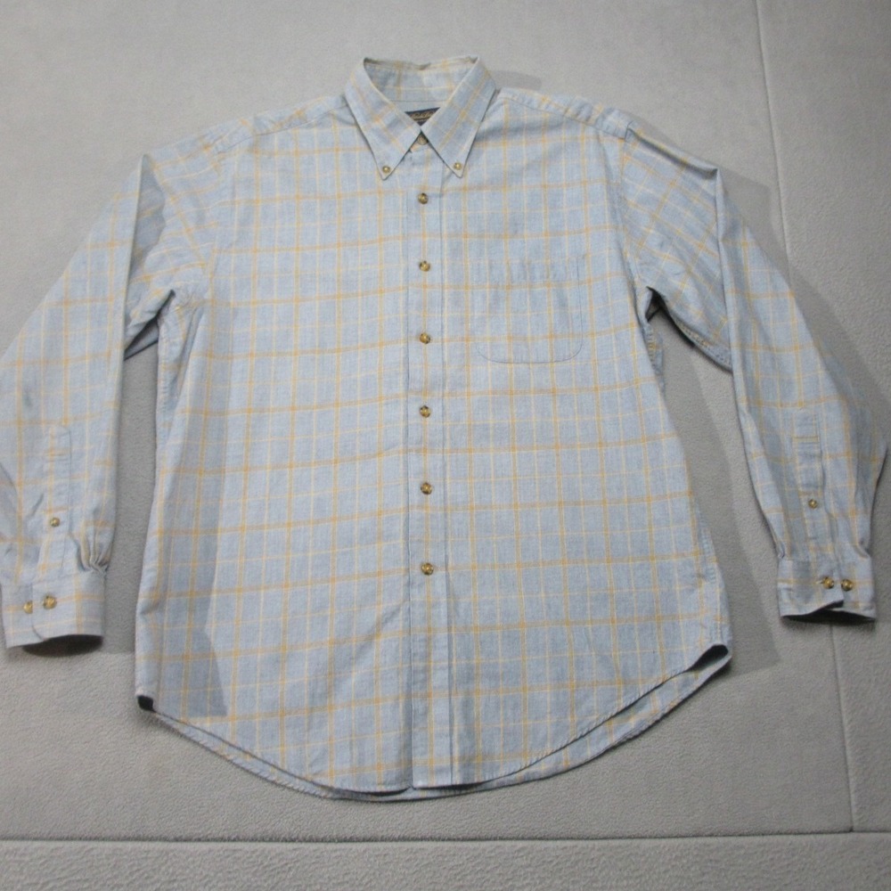 Brooks Brothers Button Down Mens Large Blue Orange Check Excellent Wool Blend
